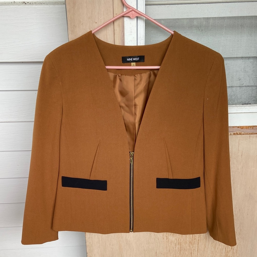 Nine West Women's Brown Blazer with Black Accents